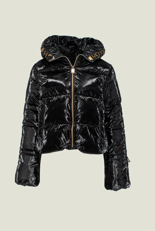 Piumino BRONZISA_STAR corto manica lunga con capp. Più st.logo a rilievo più zip più coulisse