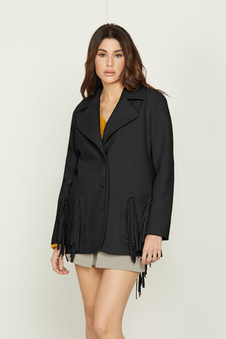 Cappotto BRUMY manica lunga con tasche toppa più frange