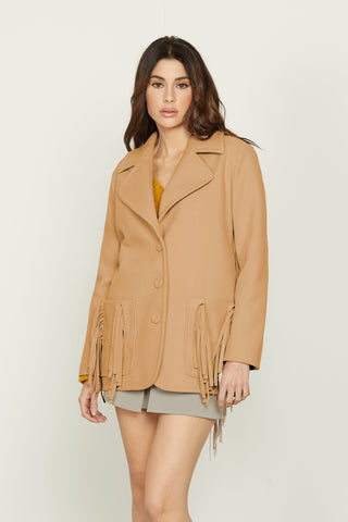 Cappotto BRUMY manica lunga con tasche toppa più frange