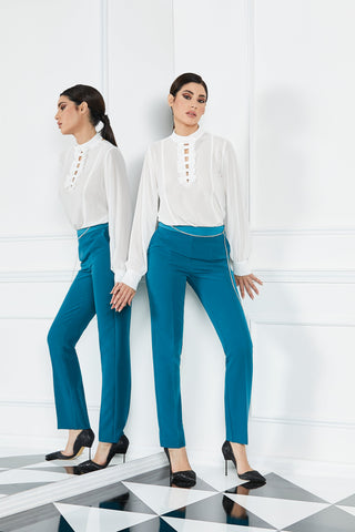 Blusa MUKUT manica lunga con fiocchi scollo a v retro