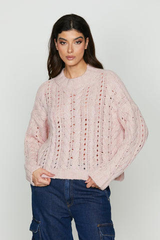 Maglia AMIONE manica lunga over con lavorazione trecce