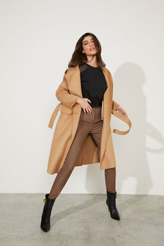 Cappotto CONAN lungo manica lunga doppio petto con tasche più patte più cappuccio sfoderato