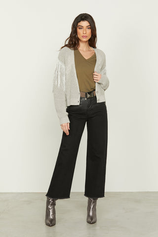 Jeans VICL_A v.alta crop 5ts con ins.ecopelle più f.do sfrangiato denim black