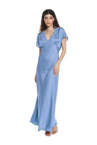 Abito HAVOWEL lungo mezza manica con inserto pizzo più taglio