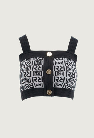 Top MEDEA corto jacquard logo con finta più bottoni