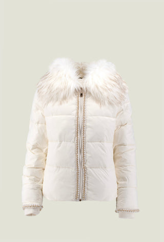 Piumino MINAKO manica lunga con collo ecopelliccia st. Più catena zip più costina polsi