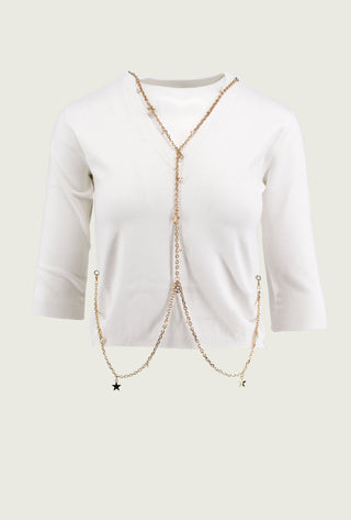 Maglia EOS maniche a 3/4 scollo v con collana più pendagli