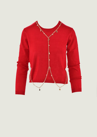 Maglia NOTTE manica lunga girocollo con collana più pendagli