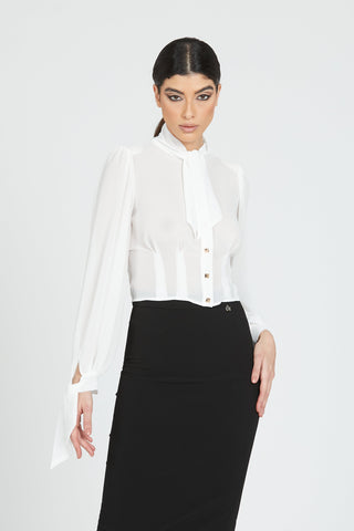 Camicia ISTORE corta manica lunga con fusciacca più bottoncini piramidali