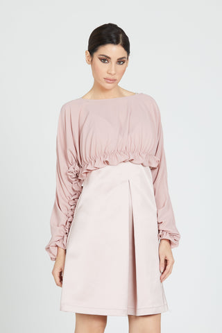 Blusa KABRUM corta manica lunga arricci rouches
