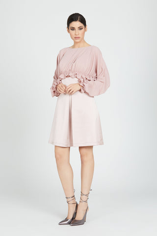 Blusa KABRUM corta manica lunga arricci rouches