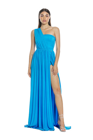 Abito ACUBENS lungo monospalla incrocio plisse' più arricci