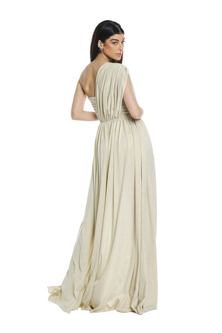 Abito ACUBENS_A lungo monospalla incrocio più arricci plisse' lurex