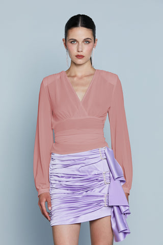 Blusa VELEZ  M/L Sc.V Incrocio più Fusciacca Fiocco