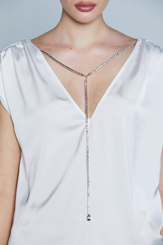 Blusa DOSERMANAS S/M Doppio Sc.V Profondo più Collana Strass