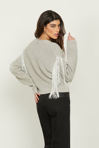 Cardigan ANGELAS manica lunga con trecce più frange lurex
