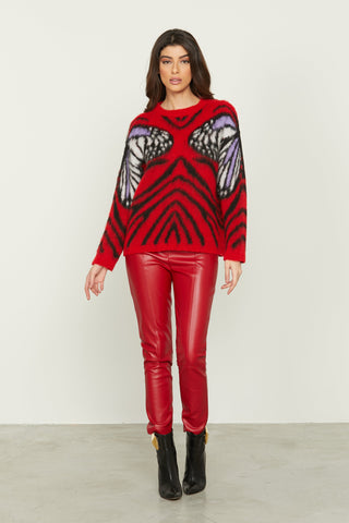 Maglia PEGGY manica lunga jacquard animalier multicolor