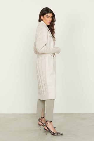 Cappotto TERRY lungo manica lunga con inserti maglia lav.trecce più tasche più cintura