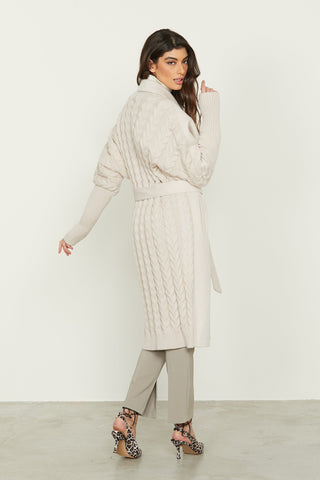 Cappotto TERRY lungo manica lunga con inserti maglia lav.trecce più tasche più cintura