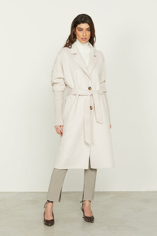Cappotto TERRY lungo manica lunga con inserti maglia lav.trecce più tasche più cintura