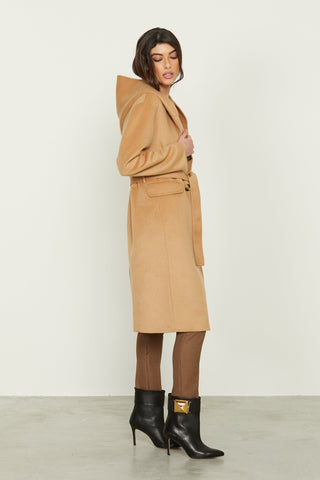 Cappotto CONAN lungo manica lunga doppio petto con tasche più patte più cappuccio sfoderato