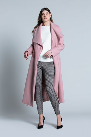 Cappotto RIMMO lungo manica lunga con collo ampio più cintura