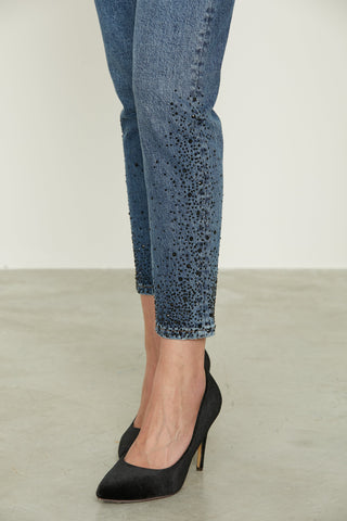 Jeans NOBILE vita alta 5 ts più strass fondo denim