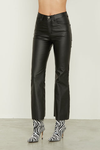 Pantalone ACCIAIO vita alta crop zampetta 5ts ecopelle