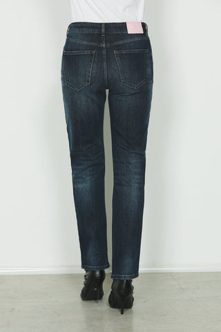 Jeans CINDY_23 vita media 5 ts con pass.logo strass cigarette fit in blue denim