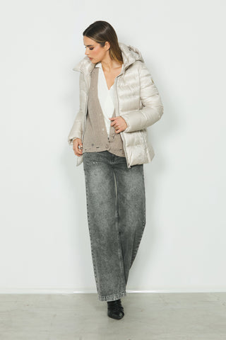 Jeans ELLELONG_30 vita media 5 ts con rotture straight fit in black denim