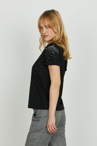 T-shirt REGNUM mezza manica con strass più pietre crystal