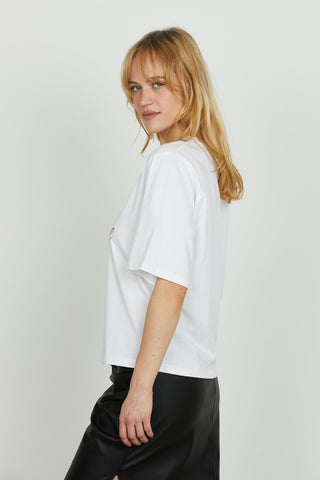T-shirt HAPPEN mezza manica con catena più placca logo più stampa