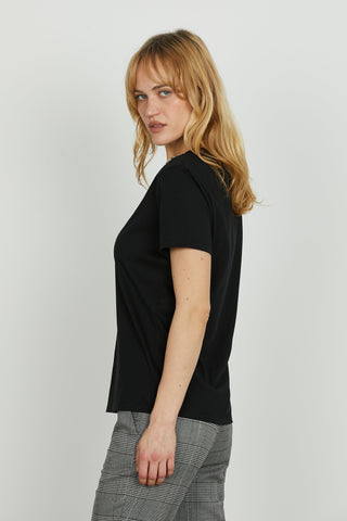 T-shirt SANTISI mezza manica con pietre strass bordo collo