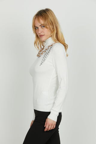 Maglia GOIANA manica lunga collo alto con catena più foulard logo