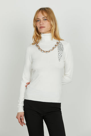 Maglia GOIANA manica lunga collo alto con catena più foulard logo