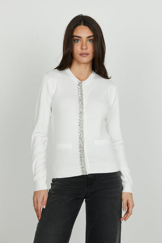 Cardigan LANAI manica lunga con snap più applicazione strass