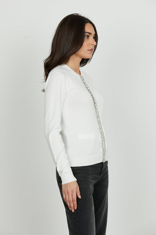 Cardigan LANAI manica lunga con snap più applicazione strass