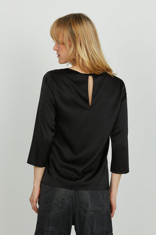 Blusa FUI m.3/4 girocollo con applicazione strass più goccia schiena