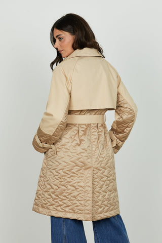 Trench DOBLY manica lunga doppio petto con cintura più tasche più impunture onda