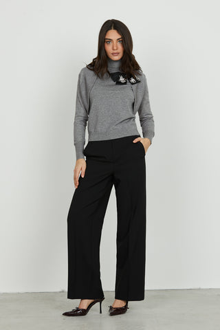 Panta CASTELLA_C vita alta con elastico più tasche francesi