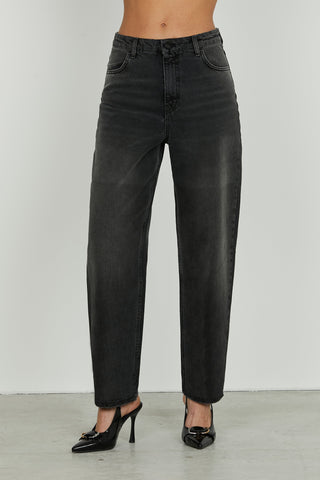 Panta CARLA_31_snz vita media 4 tasche baggy fit denim black