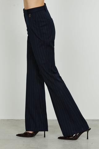 Panta IUSSUS vita alta con tasche francesi più filetto zampa gessato