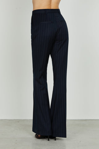 Panta IUSSUS vita alta con tasche francesi più filetto zampa gessato