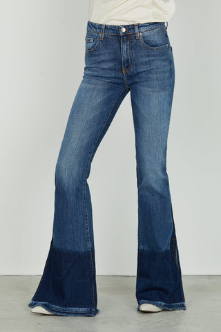 Panta SCHIFFERONE_201 v.media 5ts con strass più spacco più lavaggio f.do den.blue