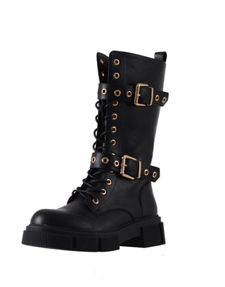 Anfibi SINGHI alti con zip più stringe più cinturini più borchie ecopelle