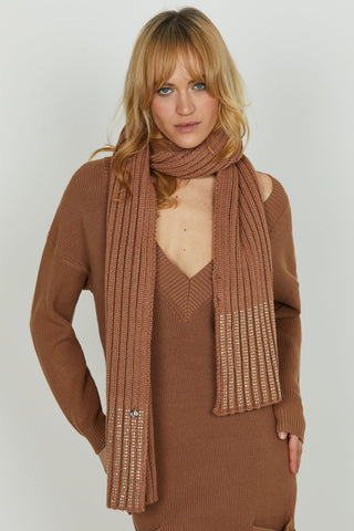 Sciarpa SUGARI con lavorazione coste più strass