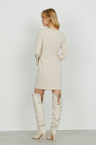 Abito IUSSI corto manica lunga con passanti più bottoni gonna con pannello