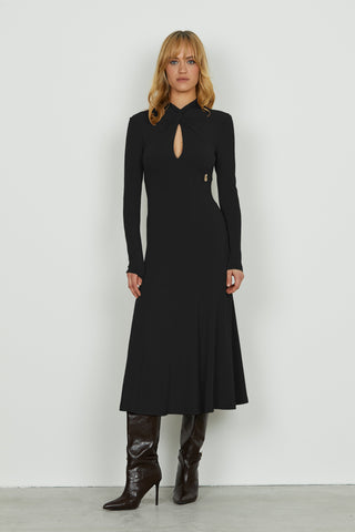 Abito PARVUS midi manica lunga con nodo più goccia seno