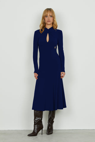 Abito PARVUS midi manica lunga con nodo più goccia seno