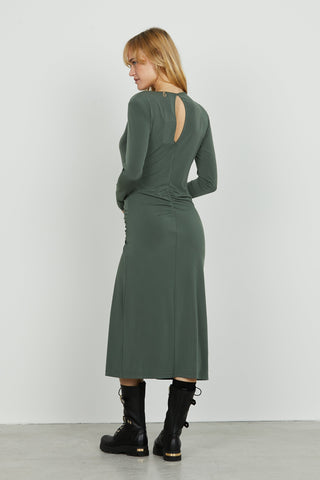 Abito PATREM midi manica lunga con pieghe più spacco più goccia schiena